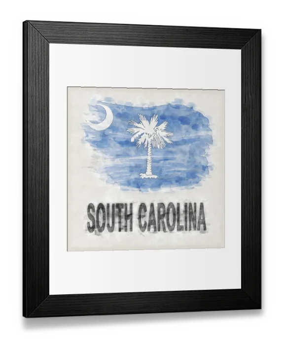 Framed Print : South Carolina National Colors with Country Name Background