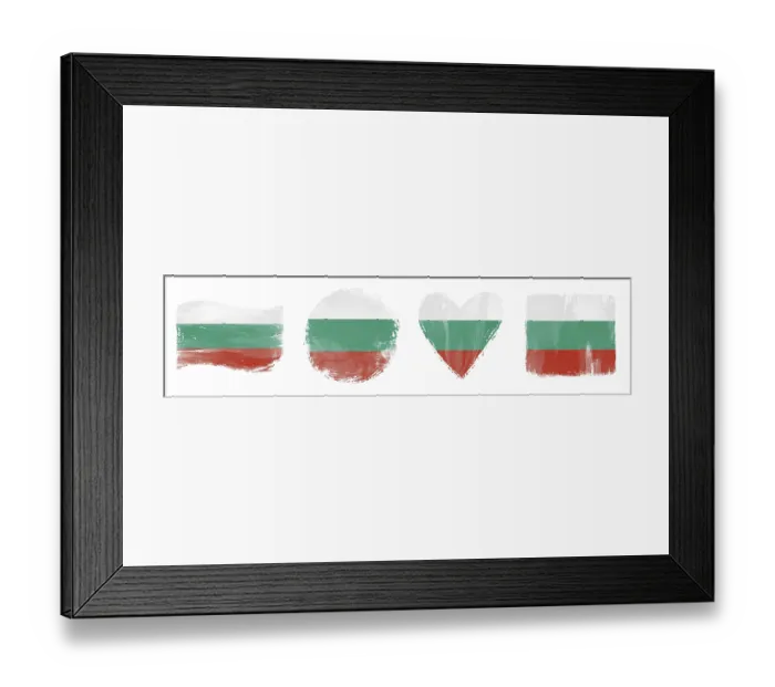 Framed Print : Bulgaria Flag Set Brush Stroke Shapes on White