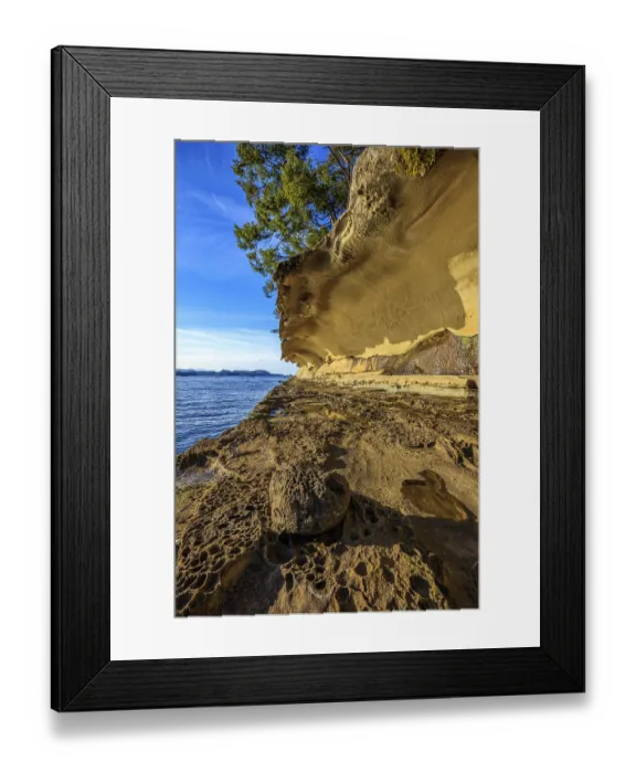 Framed Print : The eroded sandstone rock formations of the Malaspina Galleries on Gabriola Island
