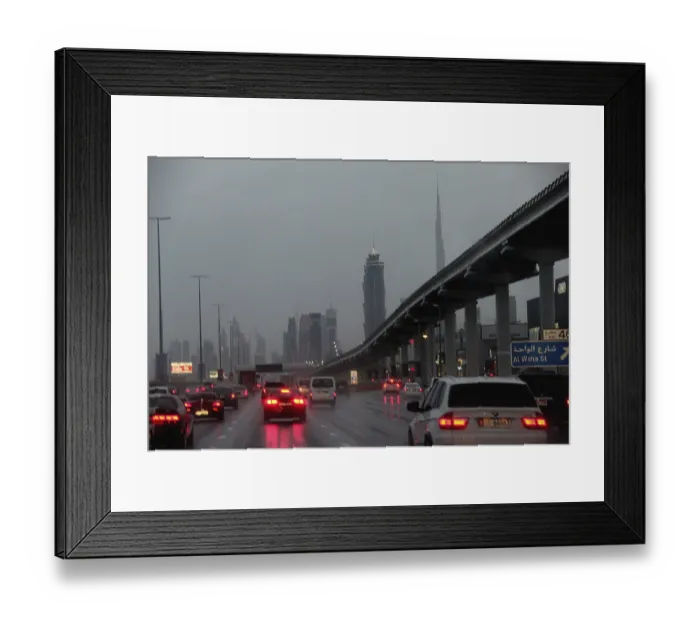 Framed Print : Traffic in the evening, rain, motorway Framed Print : Traffic in the evening, rain, motorway