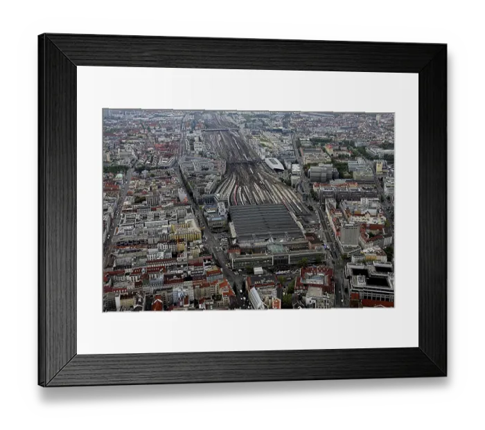 Framed Print : Aerial view of Munich Central Station and surroundings