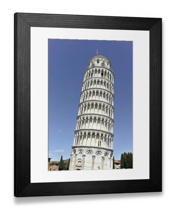 Framed Print : The Leaning Tower of Pisa with visible inclination