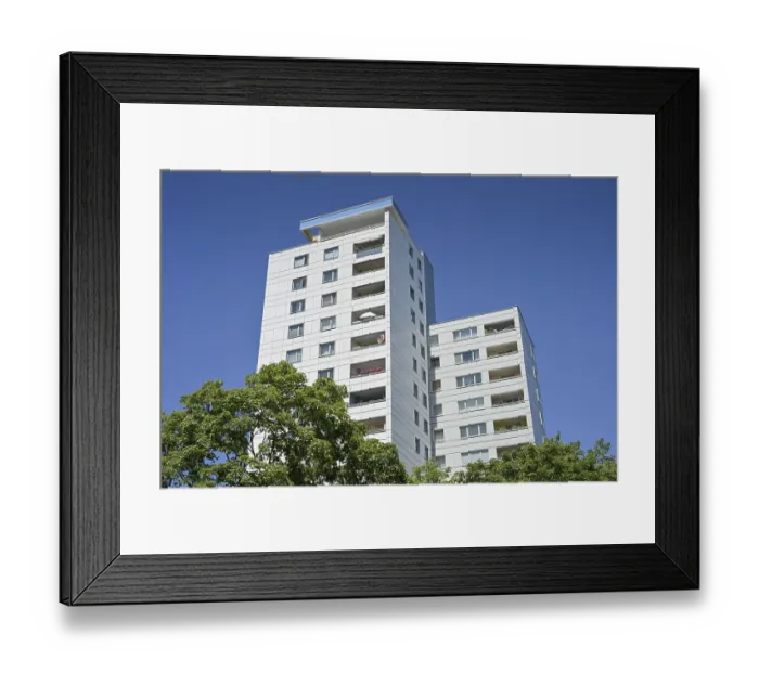 Framed Print : Residential building, Plattenbau Framed Print : Residential building, Plattenbau