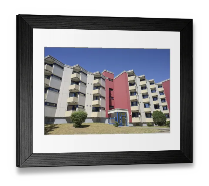 Framed Print : Residential building, Plattenbau Framed Print : Residential building, Plattenbau