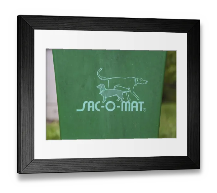 Framed Print : SAC-O-MAT dog toilet, SGFK polyester container for waste bags