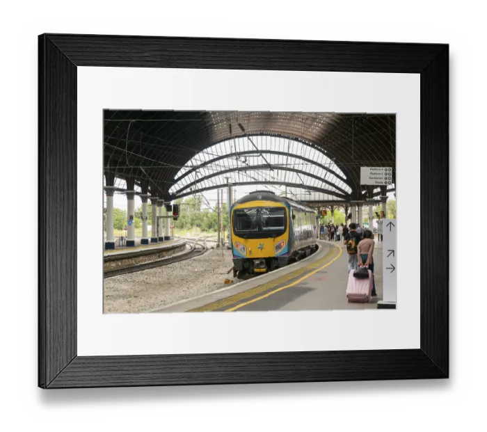 Framed Print : TransPennine Express Class 185 train at railway station Framed Print : TransPennine Express Class 185 train at railway station