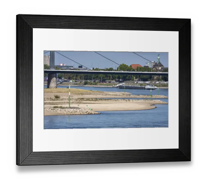 Framed Print : Cargo ship on the Rhine near Dusseldorf
