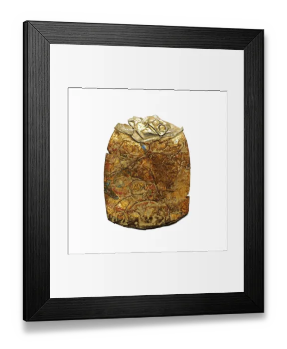Framed Print : A crushed beer can rests on a city sidewalk