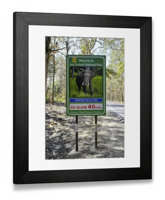 Framed Print : Sign Welcome to Jim Corbett National Park
