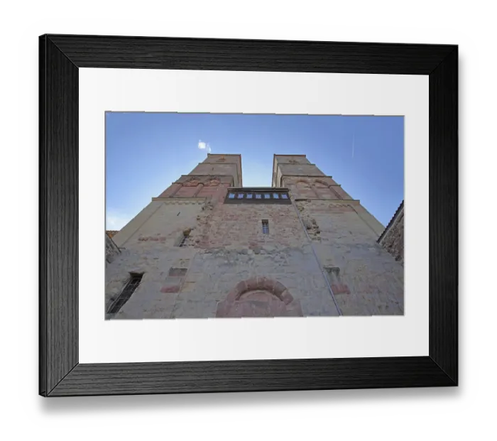Framed Print : Romanesque St. Mary's Collegiate Church with twin towers