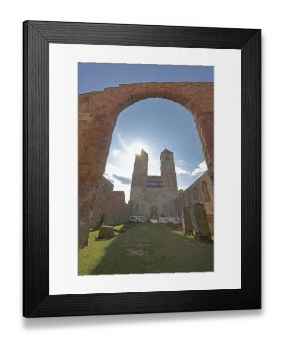 Framed Print : Romanesque St. Mary's Collegiate Church backlit with archway Framed Print : Romanesque St. Mary's Collegiate Church backlit with archway