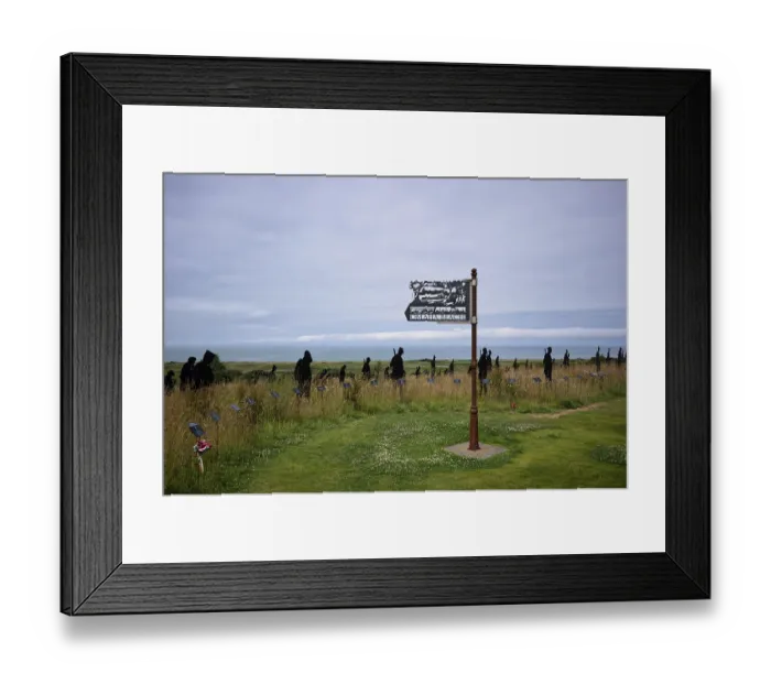 Framed Print : Installation, sign Omaha Beach