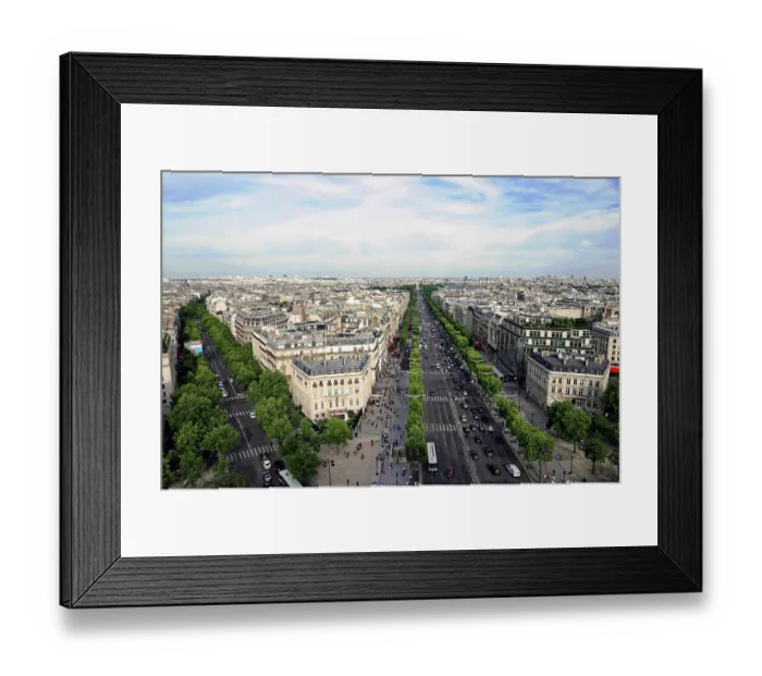 Framed Print : View over Paris with wide street and green trees Framed Print : View over Paris with wide street and green trees