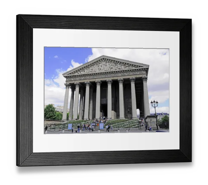 Framed Print : Gothic church La Madeleine with imposing columns and historic ambience in Paris