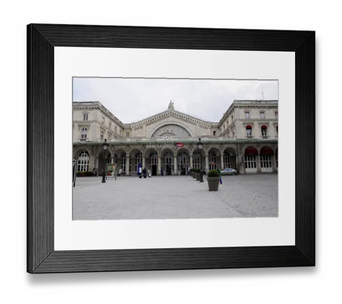 Framed Print : Historic facade of the Gare de l'Est railway station in Paris