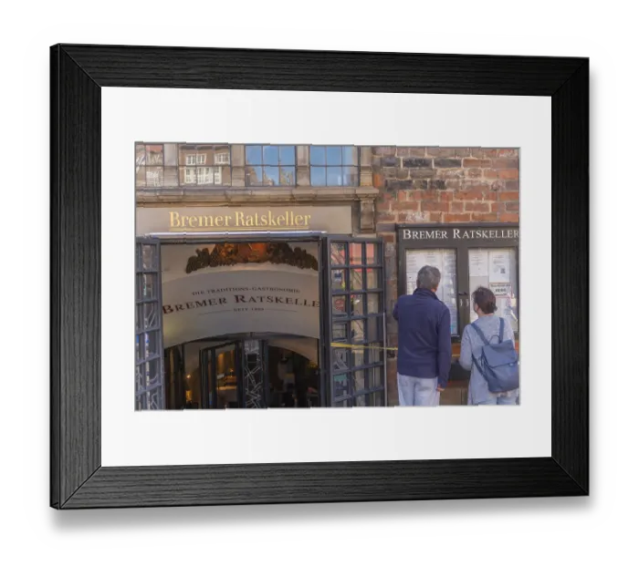 Framed Print : Entrance area of the restaurant Bremer Ratskeller in the town hall