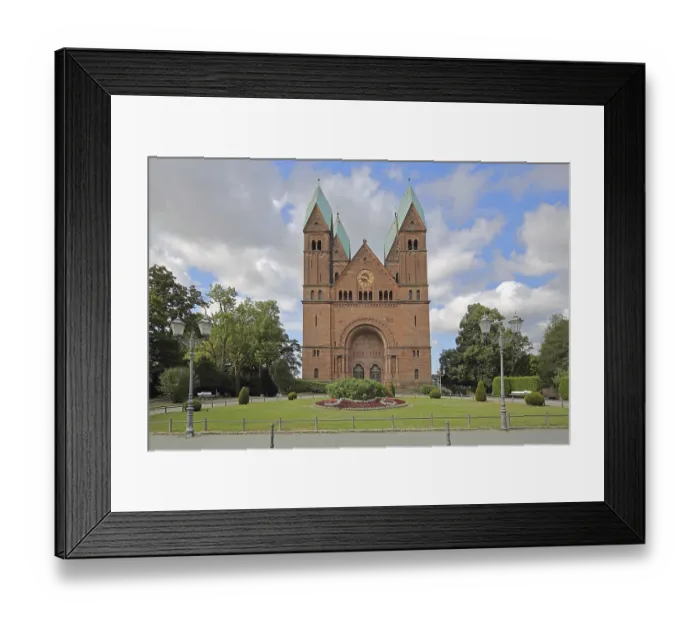 Framed Print : Neo-Romanesque Church of the Saviour with twin towers