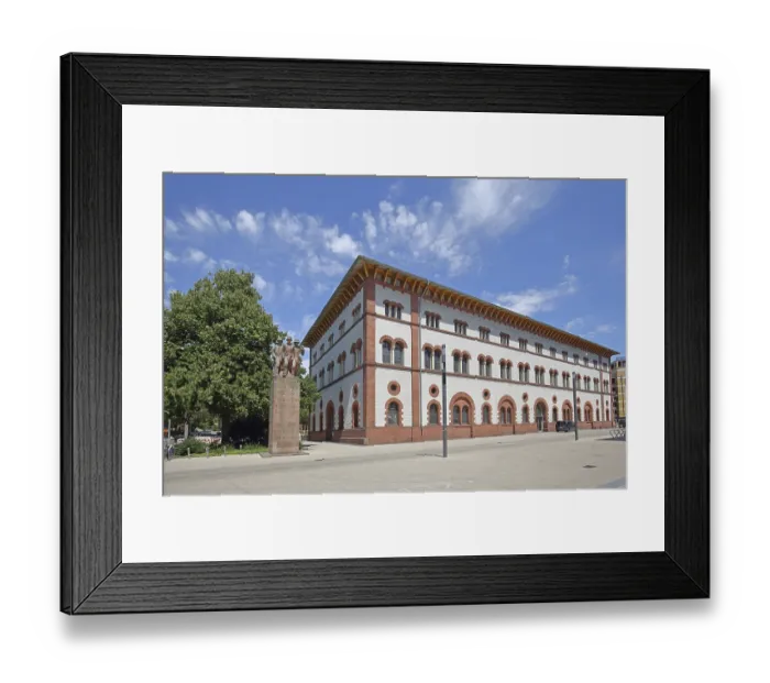 Framed Print : Fruchthalle built in 1846 with war memorial Framed Print : Fruchthalle built in 1846 with war memorial