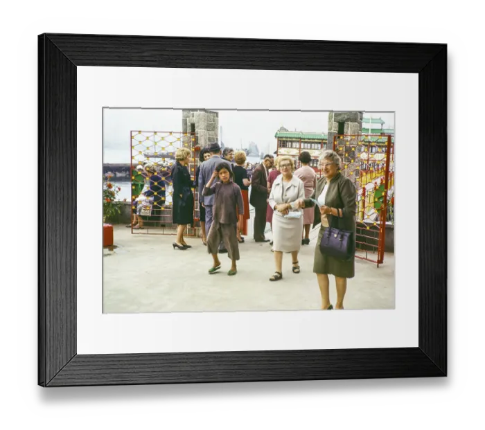 Framed Print : People at entrance gates to Tai Pak floating restaurant Framed Print : People at entrance gates to Tai Pak floating restaurant