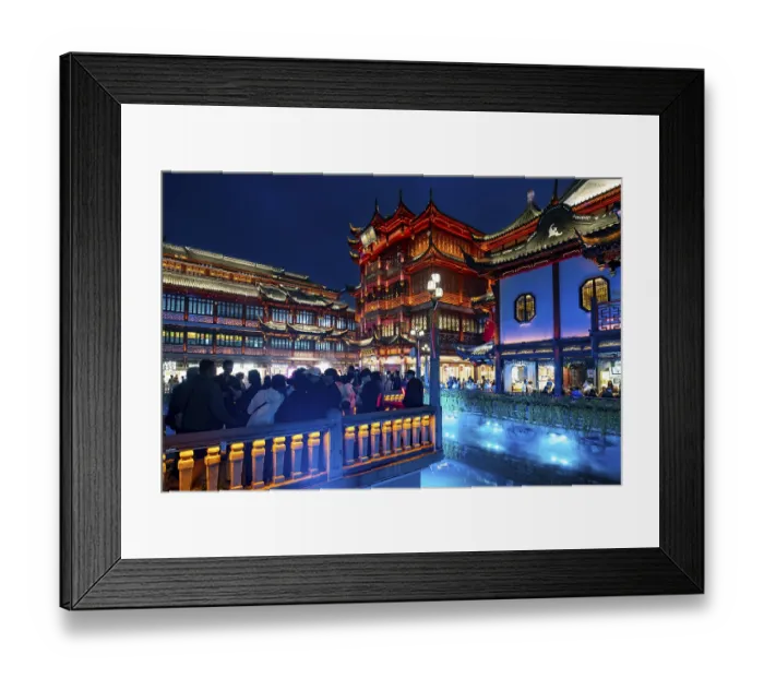 Framed Print : Light show, fog, evening, night