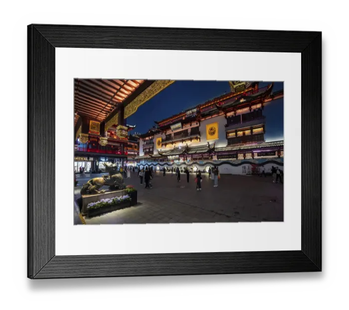 Framed Print : Evening, night, shops, restaurants