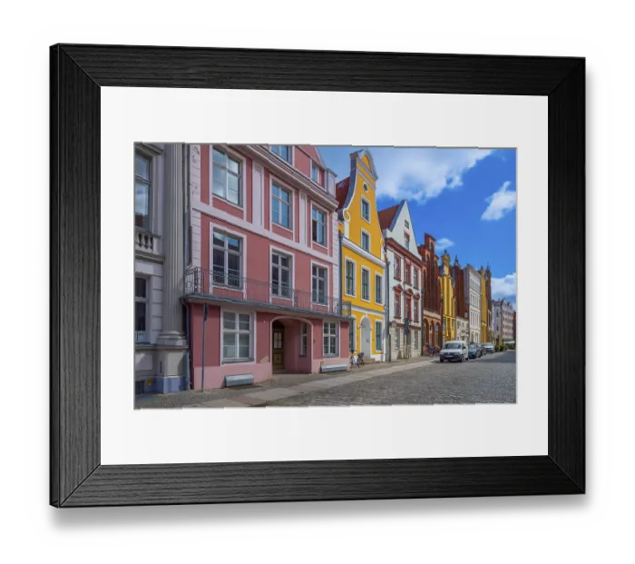 Framed Print : Historic row of houses, Gothic style