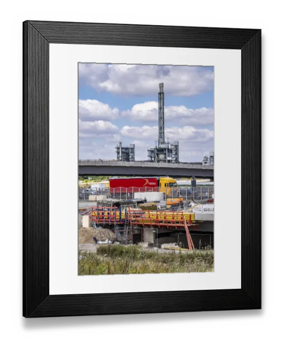 Framed Print : Motorway construction site at the Leverkusen-West junction Framed Print : Motorway construction site at the Leverkusen-West junction