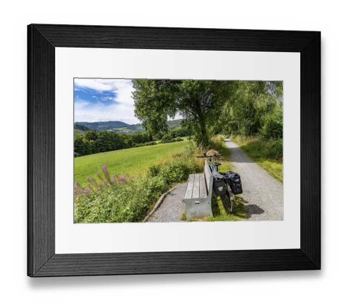 Framed Print : Sauerlandring cycle path, an 84 km long circular cycle path between the towns of Finnentrop