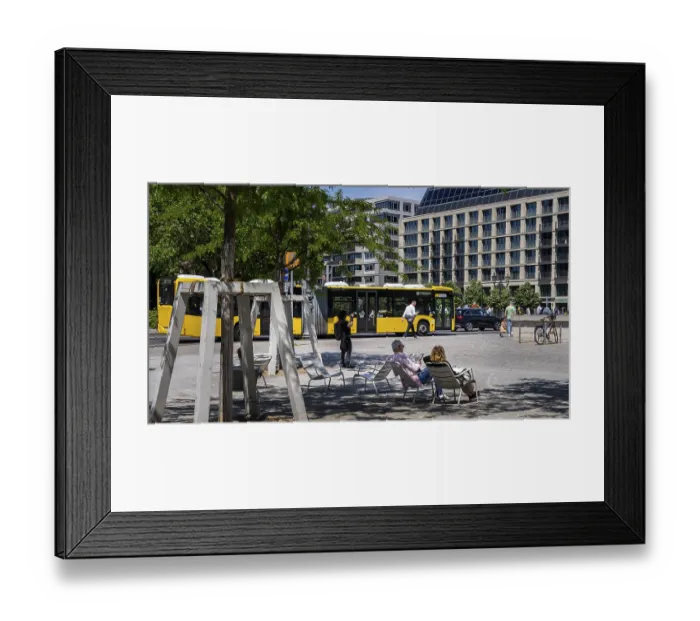 Framed Print : Seating in the open space in front of the entrance to the Humboldt Forum