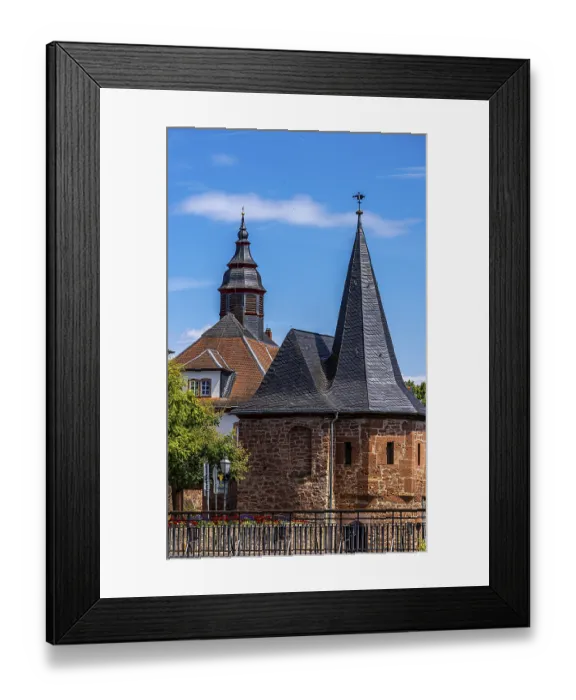 Framed Print : The old town centre with the town wall and the Seemenbach stream Framed Print : The old town centre with the town wall and the Seemenbach stream