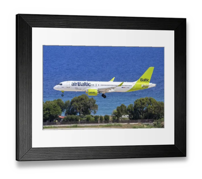 Framed Print : An Air Baltic Airbus A220-300 aircraft with the registration YL-AAU at Rhodes Airport Framed Print : An Air Baltic Airbus A220-300 aircraft with the registration YL-AAU at Rhodes Airport