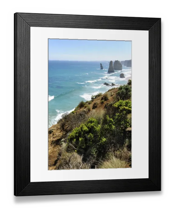 Framed Print : Erosion of rocky coastline along the Great Ocean Road at the 12 Apostles