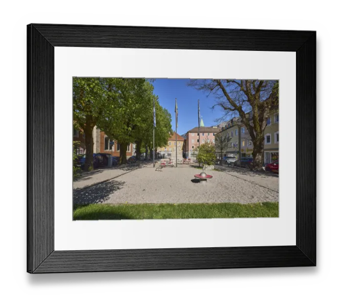 Framed Print : Square, general architecture, flagpoles