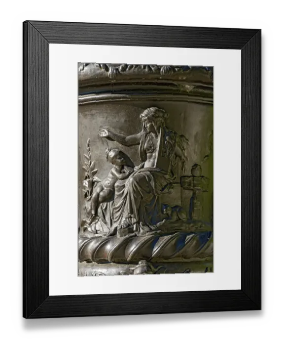 Framed Print : Mythological depiction, relief on a vase