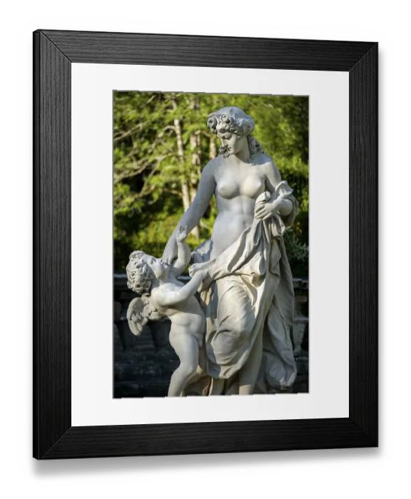 Framed Print : Venus and Cupid, decorative female statue with putti