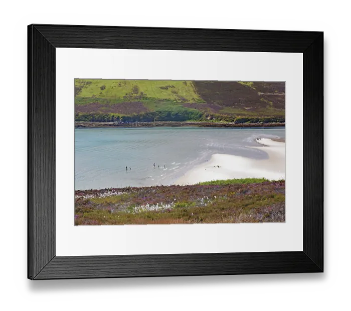 Framed Print : People enjoying leisure activities on a sandy beach with clear water
