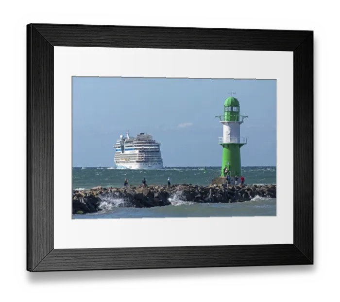 Framed Print : Cruise ship AIDA nova leaving, lighthouse
