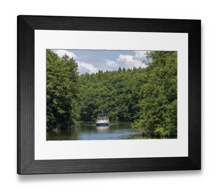 Framed Print : Houseboat, canal between Mirower See and Zotzensee