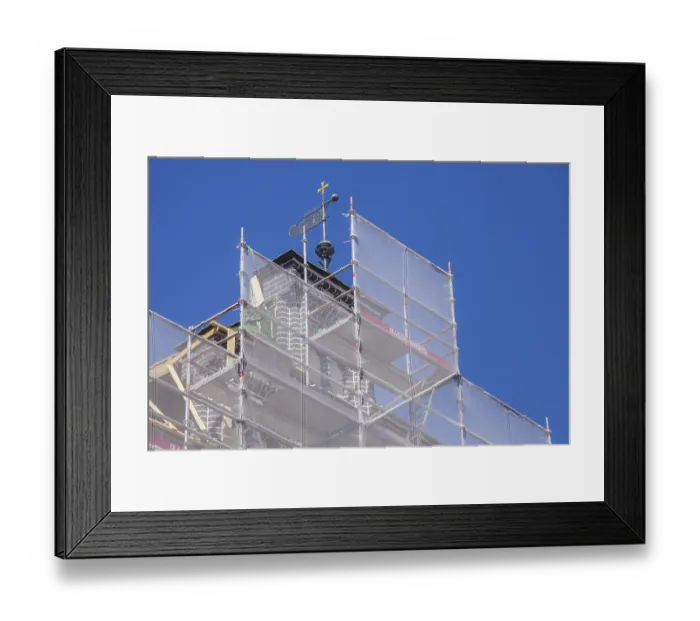 Framed Print : Construction site, scaffolding on the facade of the Schutting building Framed Print : Construction site, scaffolding on the facade of the Schutting building
