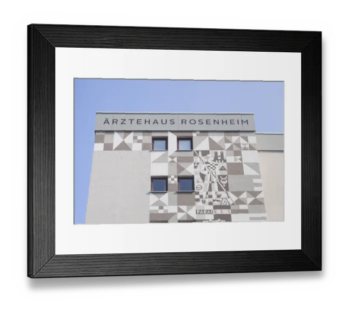 Framed Print : Medical centre with murals, Rosenheim Framed Print : Medical centre with murals, Rosenheim
