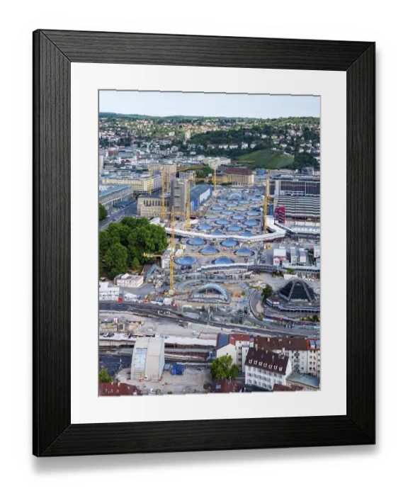 Framed Print : Stuttgart Central Station. The Stuttgart 21 construction site