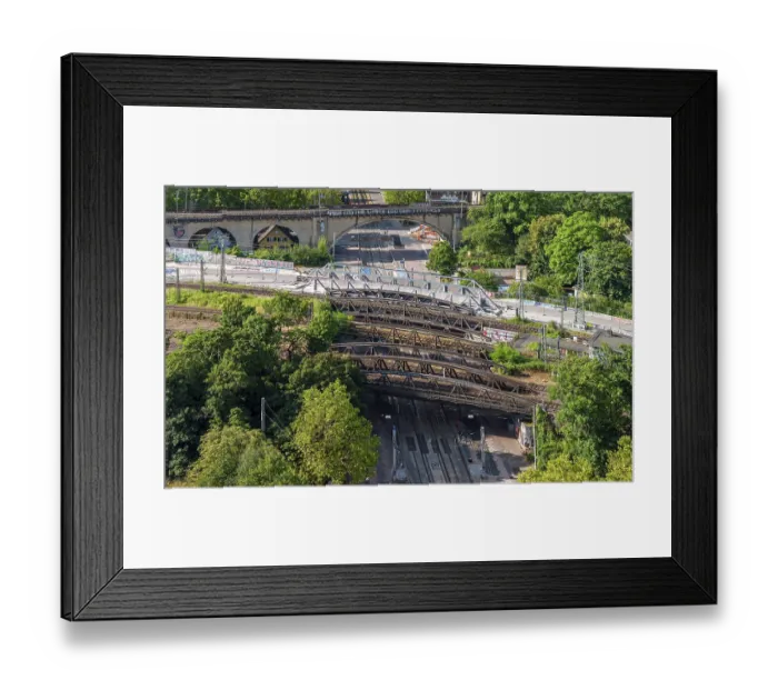 Framed Print : Railway bridges at Stuttgart North Station