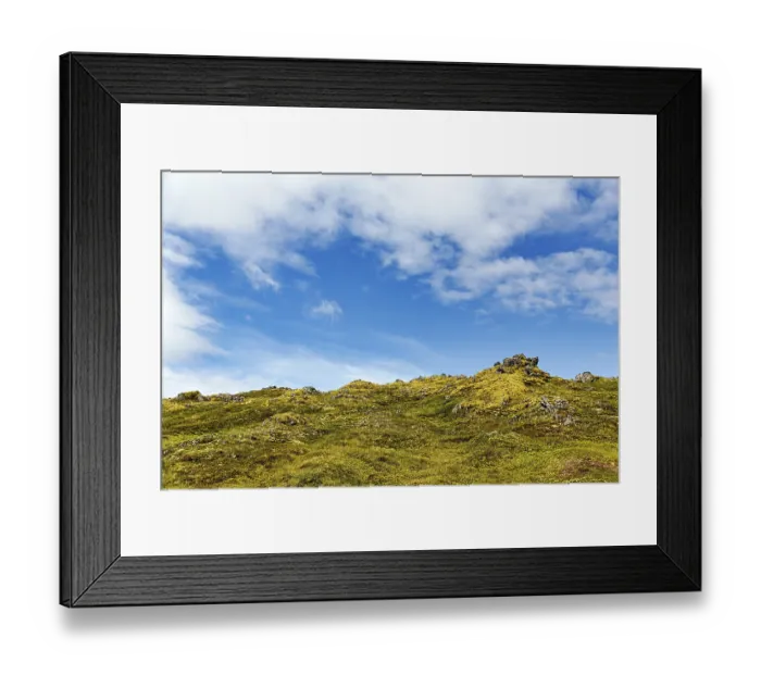 Framed Print : Volcanic rock, overgrown with moss