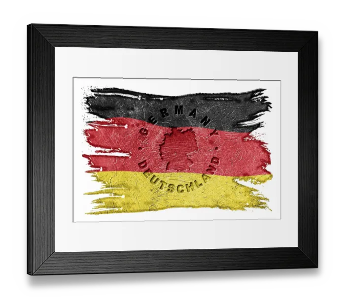 Framed Print : Germany Flag with Map Brush Stroke, Clipping Path