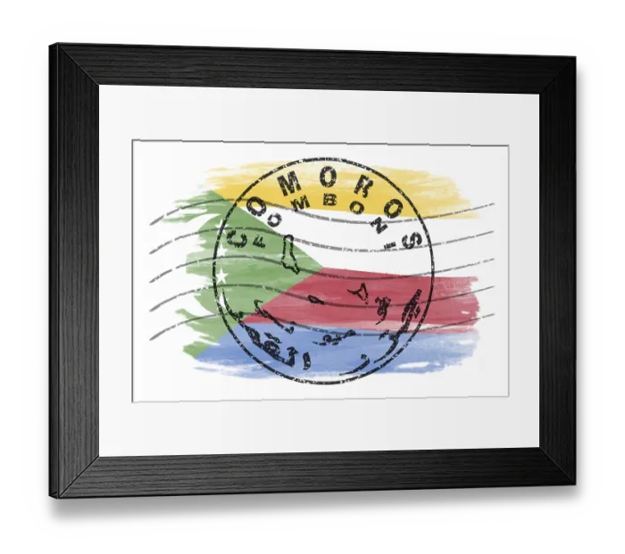 Framed Print : Comoros Fomboni Round Seal Map Design