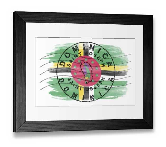 Framed Print : Dominica Saint Joseph Round Seal Map Design