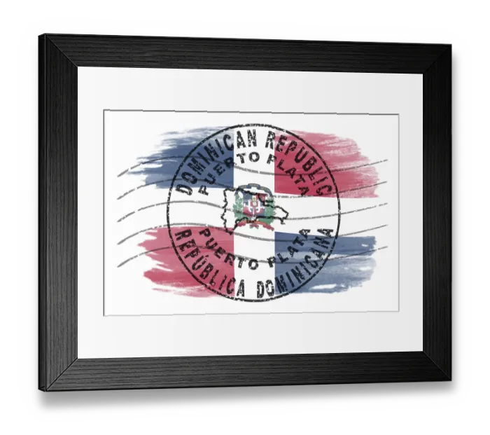 Framed Print : Dominican Republic Puerto Plata Round Seal Map Design