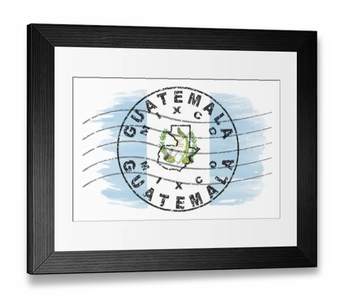 Framed Print : Guatemala Mixco Round Seal Map Design