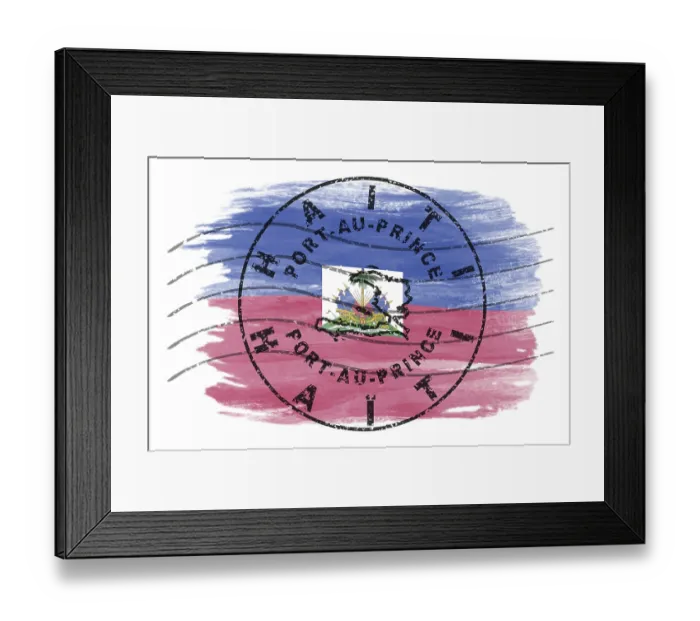 Framed Print : Haiti Port au Prince Round Seal Map Design