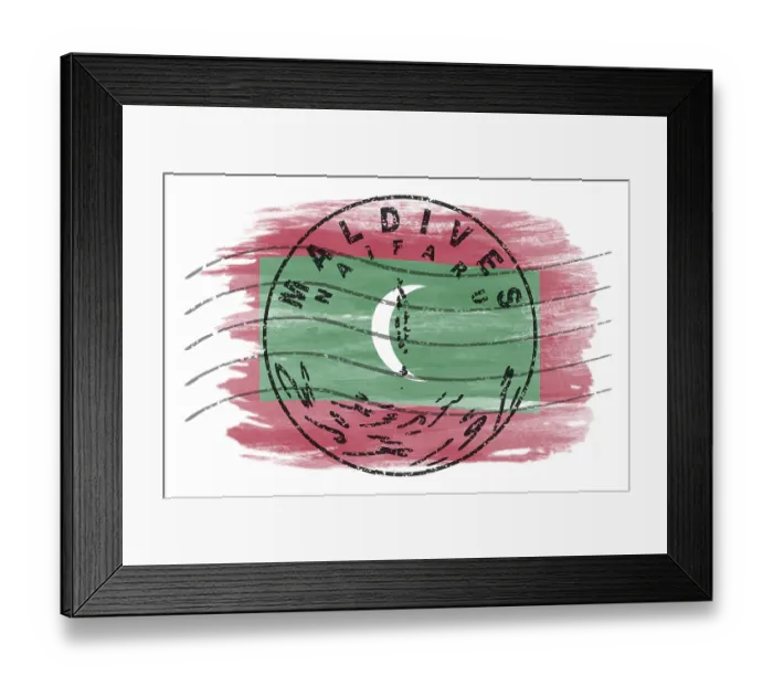 Framed Print : Maldives Naifaru Round Seal Map Design Framed Print : Maldives Naifaru Round Seal Map Design
